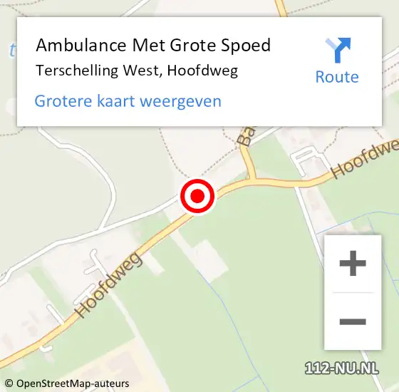 Locatie op kaart van de 112 melding: Ambulance Met Grote Spoed Naar Terschelling West, Hoofdweg op 22 juli 2014 16:26