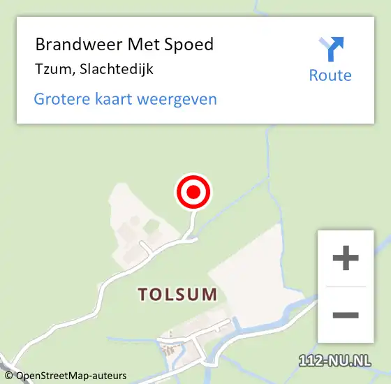 Locatie op kaart van de 112 melding: Brandweer Met Spoed Naar Tzum, Slachtedijk op 8 juli 2022 17:38