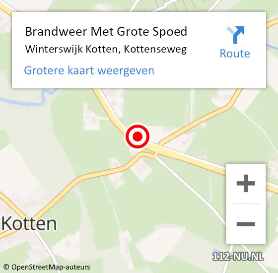 Locatie op kaart van de 112 melding: Brandweer Met Grote Spoed Naar Winterswijk Kotten, Kottenseweg op 22 juli 2014 16:29