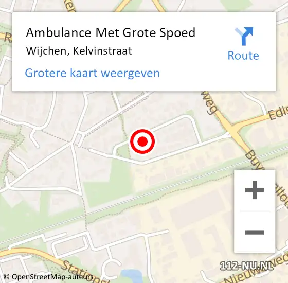 Locatie op kaart van de 112 melding: Ambulance Met Grote Spoed Naar Wijchen, Kelvinstraat op 8 juli 2022 17:54