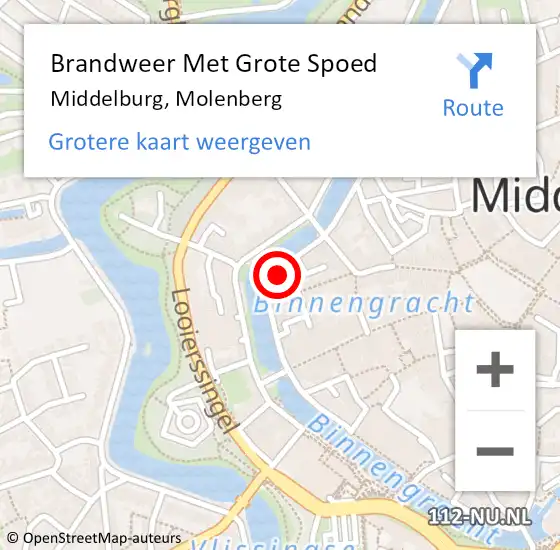 Locatie op kaart van de 112 melding: Brandweer Met Grote Spoed Naar Middelburg, Molenberg op 8 juli 2022 18:08