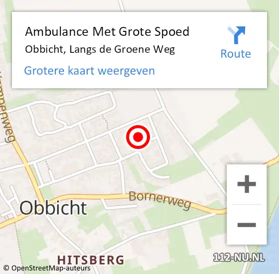Locatie op kaart van de 112 melding: Ambulance Met Grote Spoed Naar Obbicht, Langs de Groene Weg op 22 juli 2014 16:34
