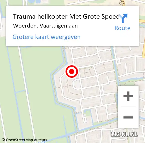 Locatie op kaart van de 112 melding: Trauma helikopter Met Grote Spoed Naar Woerden, Vaartuigenlaan op 8 juli 2022 18:55