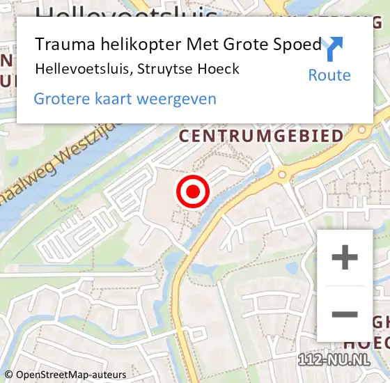 Locatie op kaart van de 112 melding: Trauma helikopter Met Grote Spoed Naar Hellevoetsluis, Struytse Hoeck op 8 juli 2022 18:56