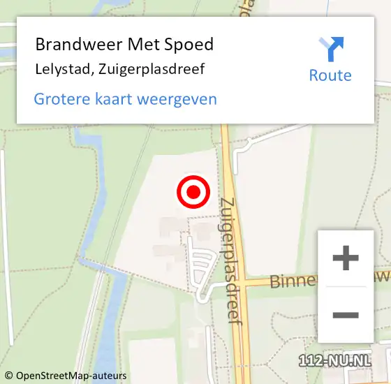 Locatie op kaart van de 112 melding: Brandweer Met Spoed Naar Lelystad, Zuigerplasdreef op 8 juli 2022 18:58