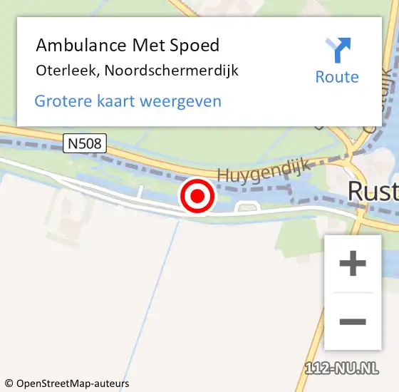 Locatie op kaart van de 112 melding: Ambulance Met Spoed Naar Oterleek, Noordschermerdijk op 22 juli 2014 16:37