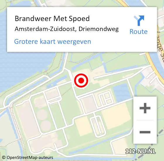 Locatie op kaart van de 112 melding: Brandweer Met Spoed Naar Amsterdam-Zuidoost, Driemondweg op 8 juli 2022 19:35