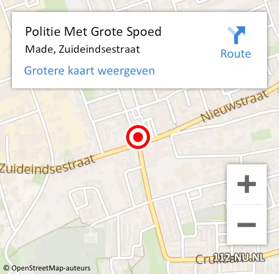 Locatie op kaart van de 112 melding: Politie Met Grote Spoed Naar Made, Zuideindsestraat op 8 juli 2022 19:52