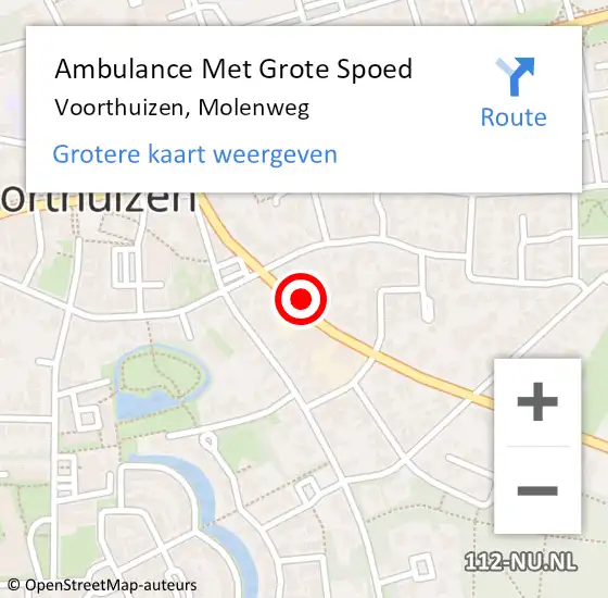 Locatie op kaart van de 112 melding: Ambulance Met Grote Spoed Naar Voorthuizen, Molenweg op 8 juli 2022 20:23