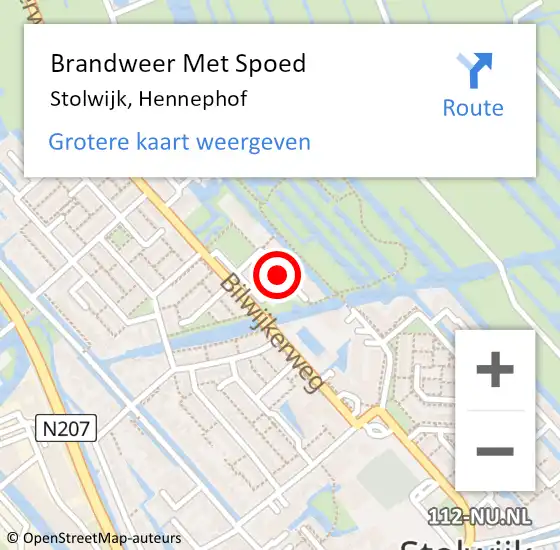 Locatie op kaart van de 112 melding: Brandweer Met Spoed Naar Stolwijk, Hennephof op 22 juli 2014 16:48