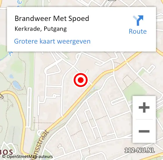 Locatie op kaart van de 112 melding: Brandweer Met Spoed Naar Kerkrade, Putgang op 8 juli 2022 20:44