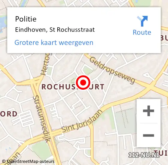 Locatie op kaart van de 112 melding: Politie Eindhoven, St Rochusstraat op 8 juli 2022 20:58