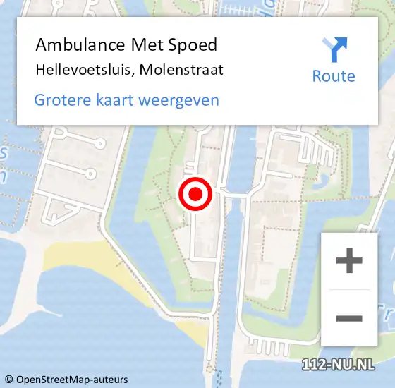 Locatie op kaart van de 112 melding: Ambulance Met Spoed Naar Hellevoetsluis, Molenstraat op 8 juli 2022 21:01