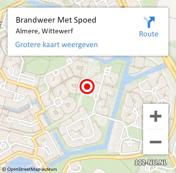 Locatie op kaart van de 112 melding: Brandweer Met Spoed Naar Almere, Wittewerf op 8 juli 2022 21:10