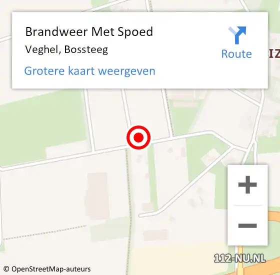 Locatie op kaart van de 112 melding: Brandweer Met Spoed Naar Veghel, Bossteeg op 8 juli 2022 21:10