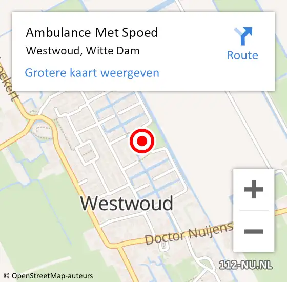 Locatie op kaart van de 112 melding: Ambulance Met Spoed Naar Westwoud, Witte Dam op 9 oktober 2013 09:27