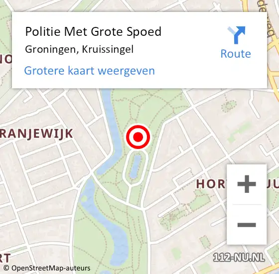 Locatie op kaart van de 112 melding: Politie Met Grote Spoed Naar Groningen, Kruissingel op 8 juli 2022 21:44