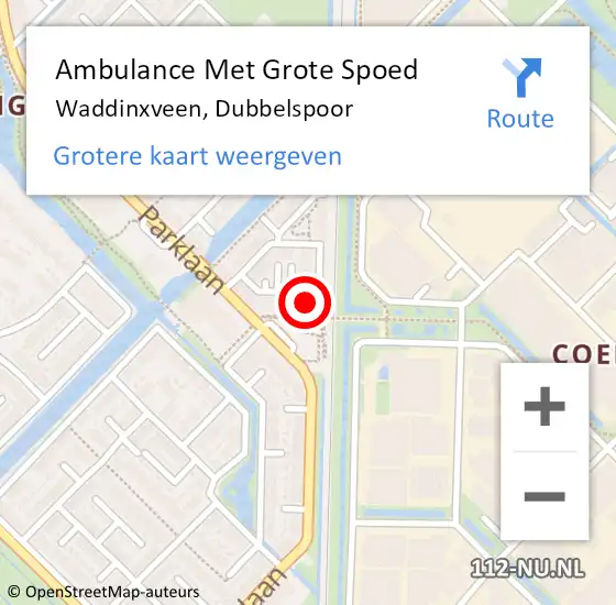 Locatie op kaart van de 112 melding: Ambulance Met Grote Spoed Naar Waddinxveen, Dubbelspoor op 8 juli 2022 22:15