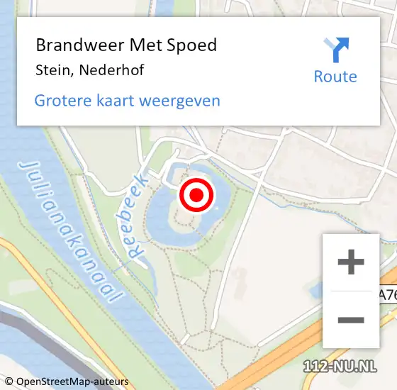 Locatie op kaart van de 112 melding: Brandweer Met Spoed Naar Stein, Nederhof op 8 juli 2022 22:20