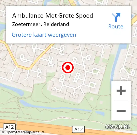 Locatie op kaart van de 112 melding: Ambulance Met Grote Spoed Naar Zoetermeer, Reiderland op 8 juli 2022 22:25