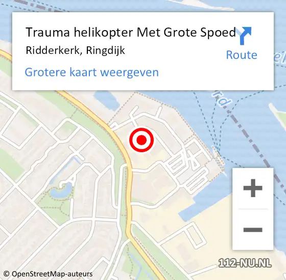 Locatie op kaart van de 112 melding: Trauma helikopter Met Grote Spoed Naar Ridderkerk, Ringdijk op 8 juli 2022 22:33