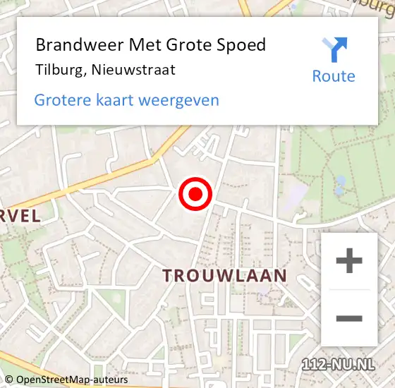 Locatie op kaart van de 112 melding: Brandweer Met Grote Spoed Naar Tilburg, Nieuwstraat op 8 juli 2022 22:42