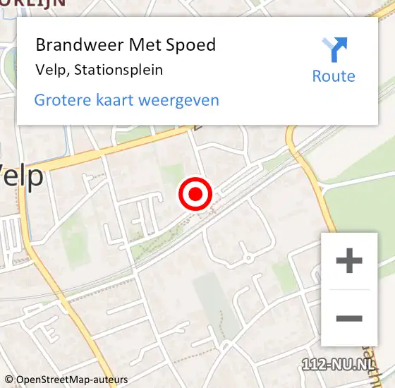 Locatie op kaart van de 112 melding: Brandweer Met Spoed Naar Velp, Stationsplein op 8 juli 2022 23:05