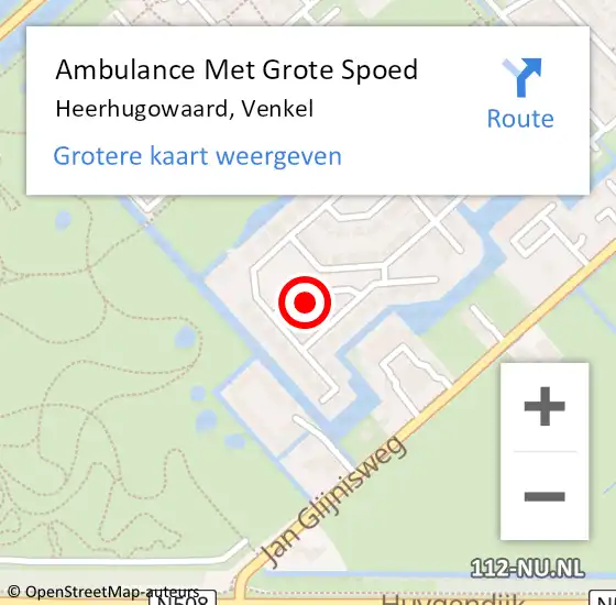 Locatie op kaart van de 112 melding: Ambulance Met Grote Spoed Naar Heerhugowaard, Venkel op 8 juli 2022 23:13