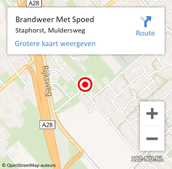 Locatie op kaart van de 112 melding: Brandweer Met Spoed Naar Staphorst, Muldersweg op 8 juli 2022 23:15