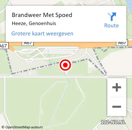 Locatie op kaart van de 112 melding: Brandweer Met Spoed Naar Heeze, Genoenhuis op 8 juli 2022 23:31