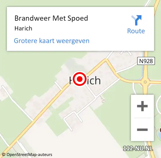 Locatie op kaart van de 112 melding: Brandweer Met Spoed Naar Harich op 8 juli 2022 23:34