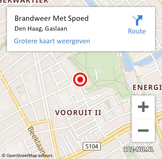 Locatie op kaart van de 112 melding: Brandweer Met Spoed Naar Den Haag, Gaslaan op 8 juli 2022 23:49