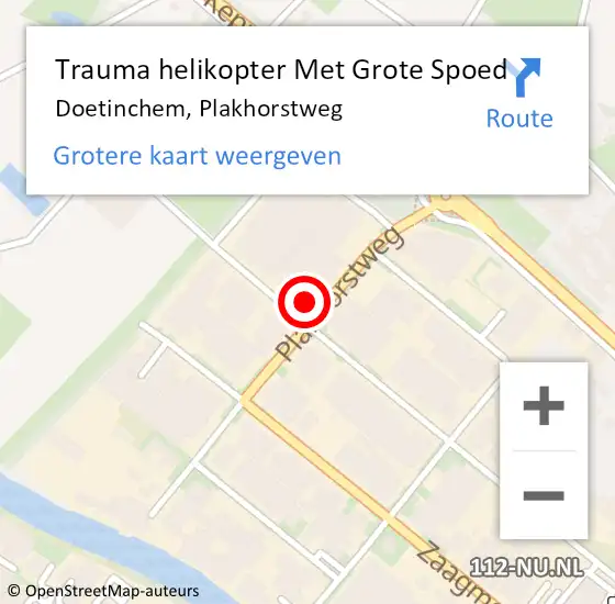 Locatie op kaart van de 112 melding: Trauma helikopter Met Grote Spoed Naar Doetinchem, Plakhorstweg op 8 juli 2022 23:55
