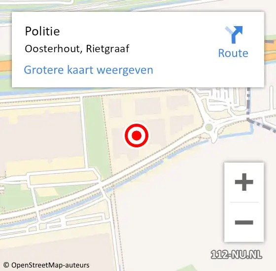 Locatie op kaart van de 112 melding: Politie Oosterhout, Rietgraaf op 9 juli 2022 00:18