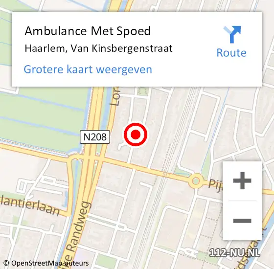 Locatie op kaart van de 112 melding: Ambulance Met Spoed Naar Haarlem, Van Kinsbergenstraat op 9 juli 2022 00:23