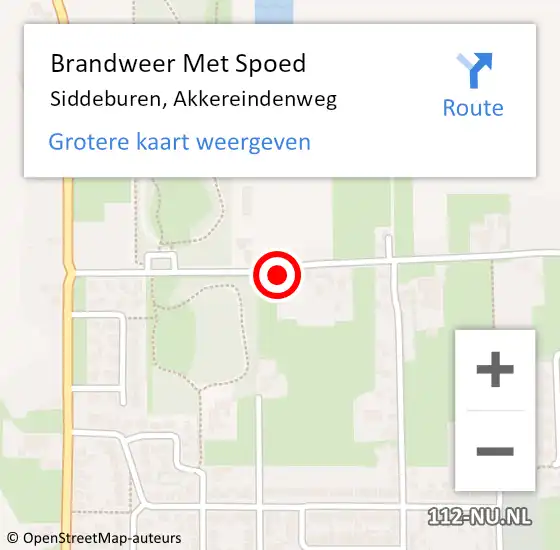 Locatie op kaart van de 112 melding: Brandweer Met Spoed Naar Siddeburen, Akkereindenweg op 9 juli 2022 00:28