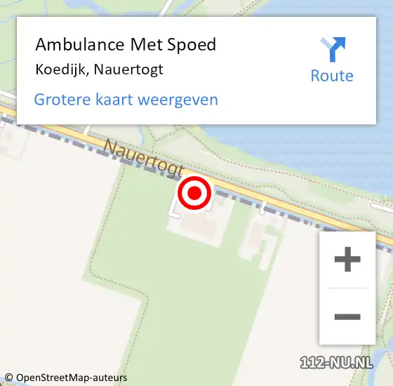 Locatie op kaart van de 112 melding: Ambulance Met Spoed Naar Koedijk, Nauertogt op 9 juli 2022 00:31