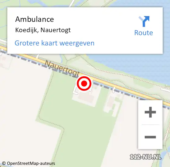 Locatie op kaart van de 112 melding: Ambulance Koedijk, Nauertogt op 9 juli 2022 00:33