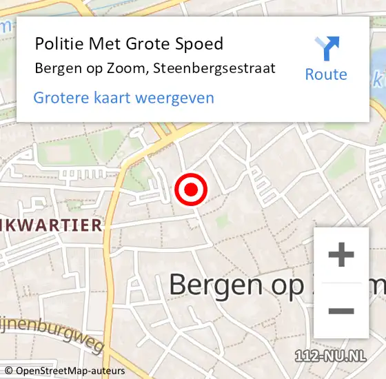 Locatie op kaart van de 112 melding: Politie Met Grote Spoed Naar Bergen op Zoom, Steenbergsestraat op 9 juli 2022 00:47