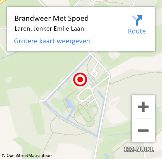 Locatie op kaart van de 112 melding: Brandweer Met Spoed Naar Laren, Jonker Emile Laan op 9 juli 2022 00:52