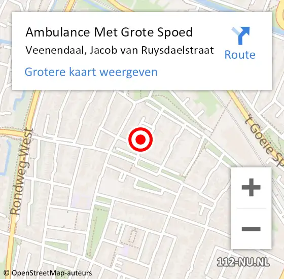 Locatie op kaart van de 112 melding: Ambulance Met Grote Spoed Naar Veenendaal, Jacob van Ruysdaelstraat op 22 juli 2014 17:06