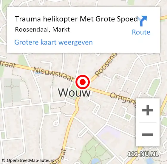 Locatie op kaart van de 112 melding: Trauma helikopter Met Grote Spoed Naar Roosendaal, Markt op 9 juli 2022 01:50