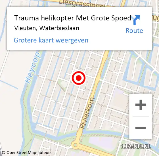 Locatie op kaart van de 112 melding: Trauma helikopter Met Grote Spoed Naar Vleuten, Waterbieslaan op 9 juli 2022 01:57