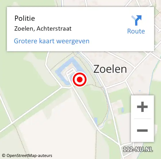 Locatie op kaart van de 112 melding: Politie Zoelen, Achterstraat op 9 juli 2022 02:24