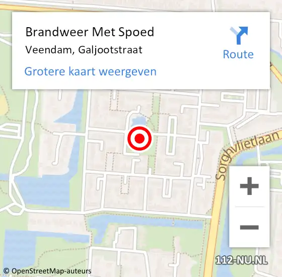 Locatie op kaart van de 112 melding: Brandweer Met Spoed Naar Veendam, Galjootstraat op 9 juli 2022 02:28