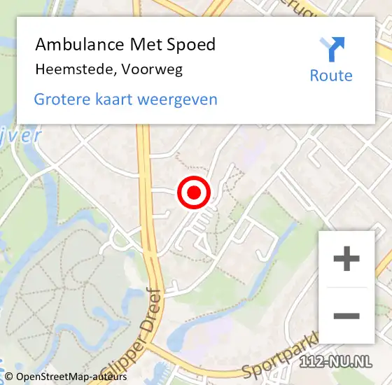 Locatie op kaart van de 112 melding: Ambulance Met Spoed Naar Heemstede, Voorweg op 9 juli 2022 03:02