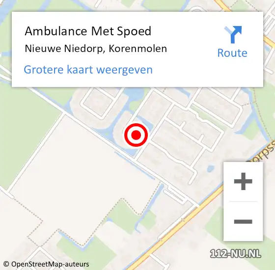 Locatie op kaart van de 112 melding: Ambulance Met Spoed Naar Nieuwe Niedorp, Korenmolen op 9 juli 2022 04:08