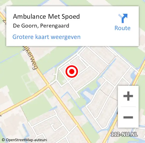 Locatie op kaart van de 112 melding: Ambulance Met Spoed Naar De Goorn, Perengaard op 9 juli 2022 04:19