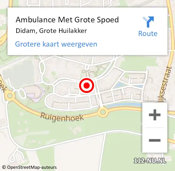 Locatie op kaart van de 112 melding: Ambulance Met Grote Spoed Naar Didam, Grote Huilakker op 9 juli 2022 04:25