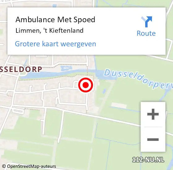 Locatie op kaart van de 112 melding: Ambulance Met Spoed Naar Limmen, 't Kieftenland op 9 juli 2022 04:37